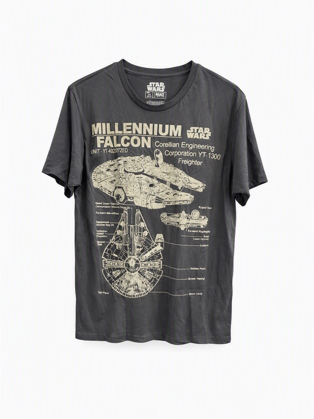 Star Wars Millennium Falcon Schematic Tee - Gray